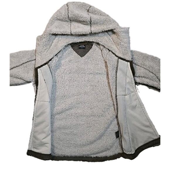 KUHL Flight Jacket Women's Sherpa Fleece Full Zip Stowaway Hood Size Small - Picture 7 of 13